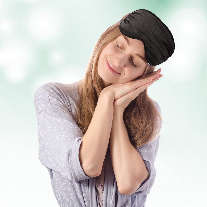 BBTO 4 Pcs Silk Sleep Eye Masks Smooth Soft Satin Eye Covers with Adjustable Strap Blindfold for Sleeping Blocking Out Lights Travel Relaxation (Royal Blue, Dark Green, Navy Blue, Black)