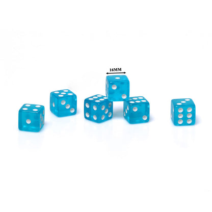 RERIVER Leatherette Dice Cup Set Lake Blue Velvet Interior Quiet in Shaking with 6 Matching Translucent Dot Dice for Liars Dice Farkle Yahtzee Board Games, 1 Pack