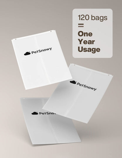 PetSnowy SNOW+ Cat Litter Box Liners, Self-Sealing Waste Drawer Bags for Automatic Cat Litter Box, 120 Pcs