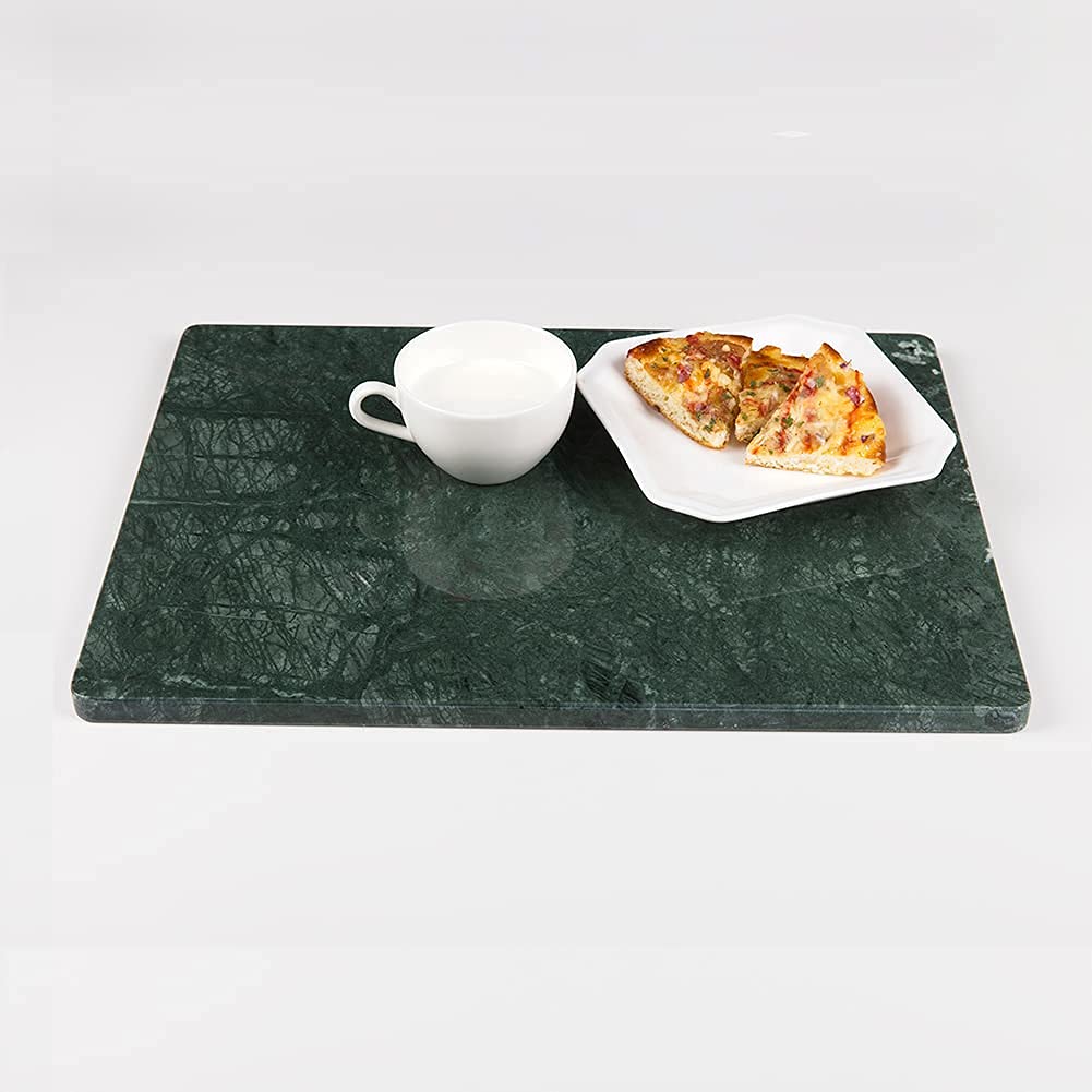 Soulscrafts Marble Stone Cutting Board For Kitchen, 16x12 Inch Green Marble Pastry Board With Non-Slip Feet For Baking, Cheese, Charcuterie, Chocolate