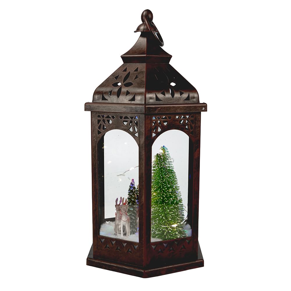 13-Inch Battery-Operated Lighted Lantern with Santa