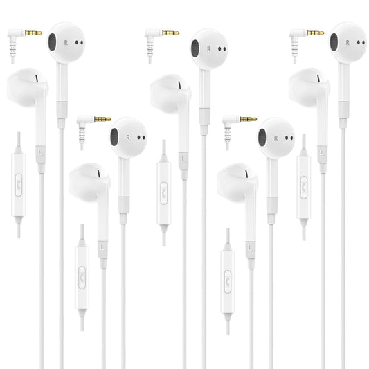 LUDOS FEROX 5 Pack Wired Earbuds in-Ear Headphones, 5 Year Warranty, Earphones with Microphone, Noise Isolation for 3.5mm Jack Ear Buds for iPhone, Samsung, Computer, Laptop, Kids, School Students