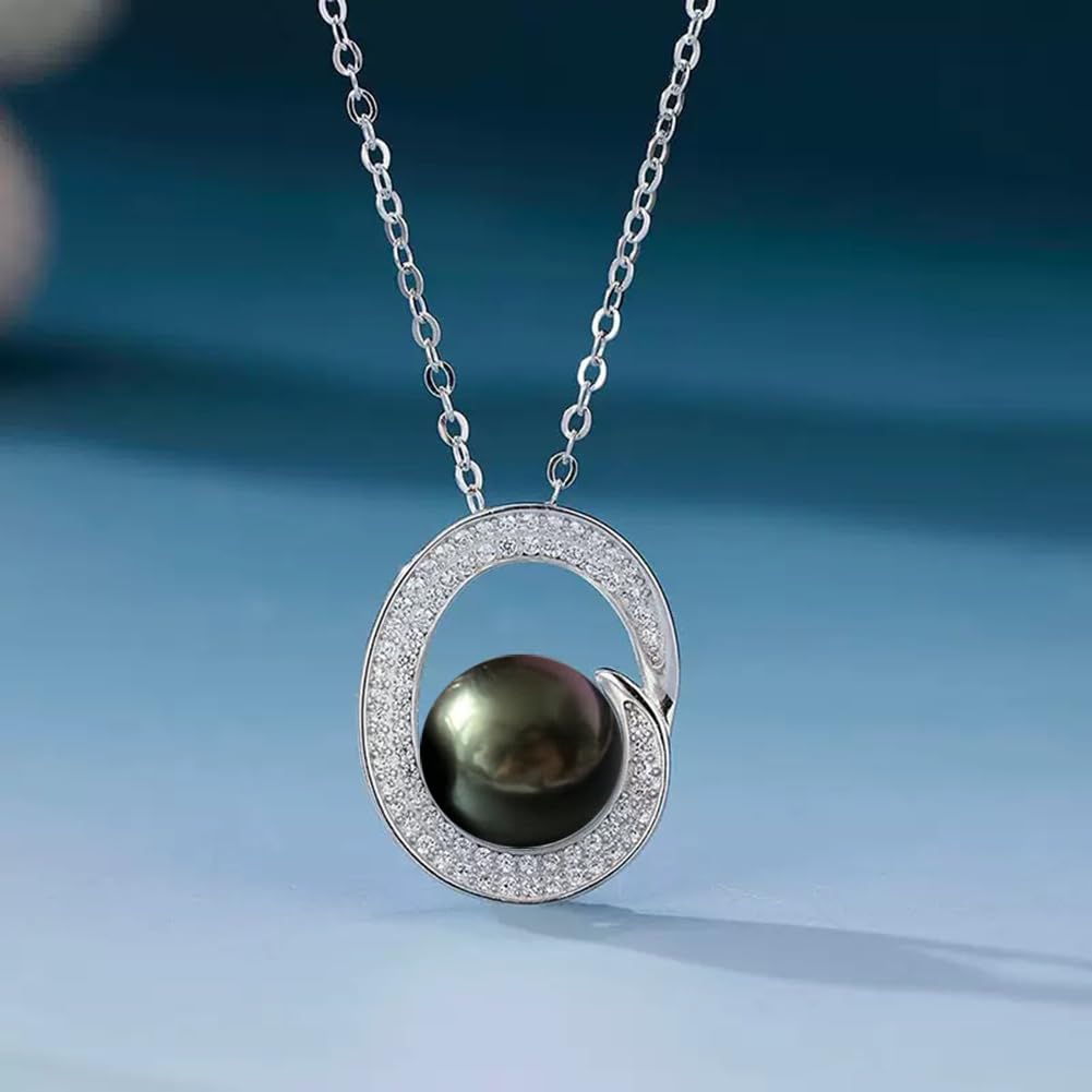 NONNYL Tahitian-Black-Pearl-Necklace-Birthday Gifts for Women Her Mom Wife Girlfriend Grandma on Valentines Mothers Day Christmas Anniversary Romantic Gifts