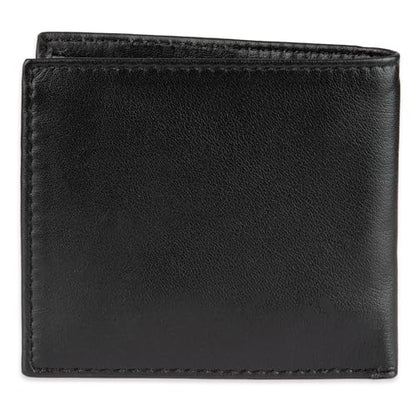 Tommy Hilfiger Men's Leather Wallet – Slim Bifold with 6 Credit Card Pockets and Removable ID Window, Dark Black, One Size