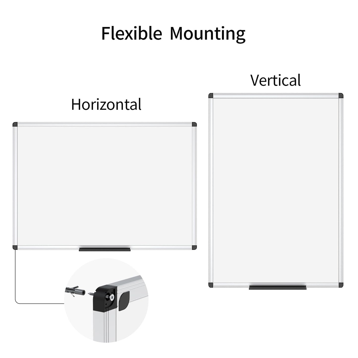VIZ-PRO Magnetic Whiteboard Silver Aluminium Frame, W90xH60CM