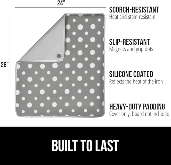 GORILLA GRIP Ironing Mat, Portable Iron Pad, Magnetic Cover