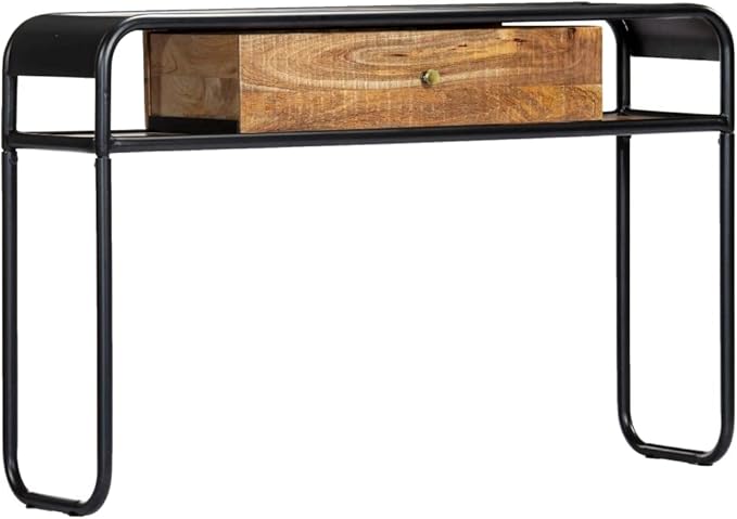 Console Table with 1 Drawer and 2 Compartments, 46.5"x11.8"x29.5" Solid Mango