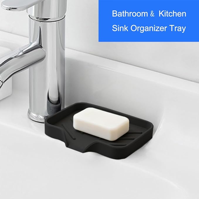 Sponge Holder with Drain Spout, Silicone Sponge Tray