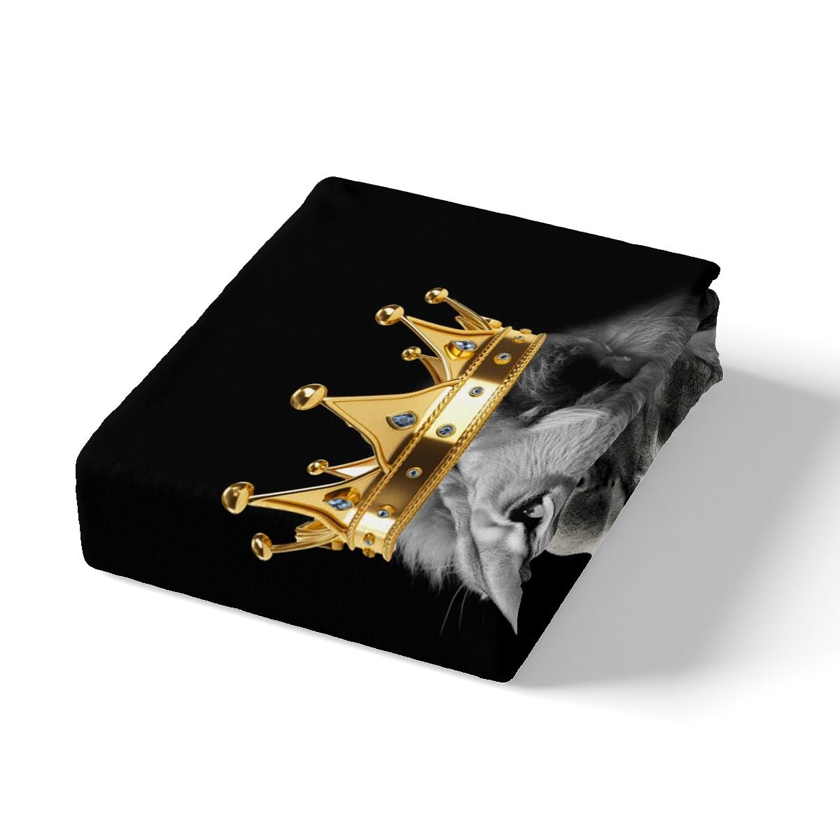 Castle Fairy Wild Lion Couple Bed Sheets King Size,Gold King and Queen Crown,Quality Brushed Microfiber Luxury Bed Sheet with Flat,Tropical African Animal Fitted Sheet, with 2 Pillowcases