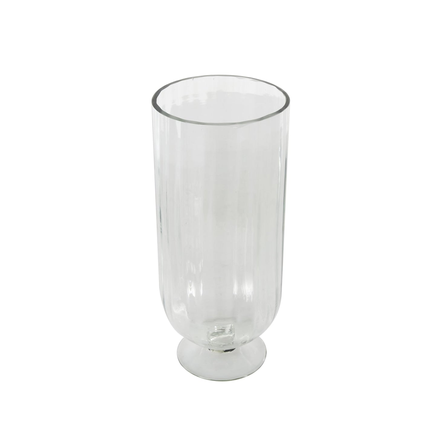 Deco 79 Glass Ribbed Fluted Candle Holder with Elevated Base, 6" x 6" x 14", Clear