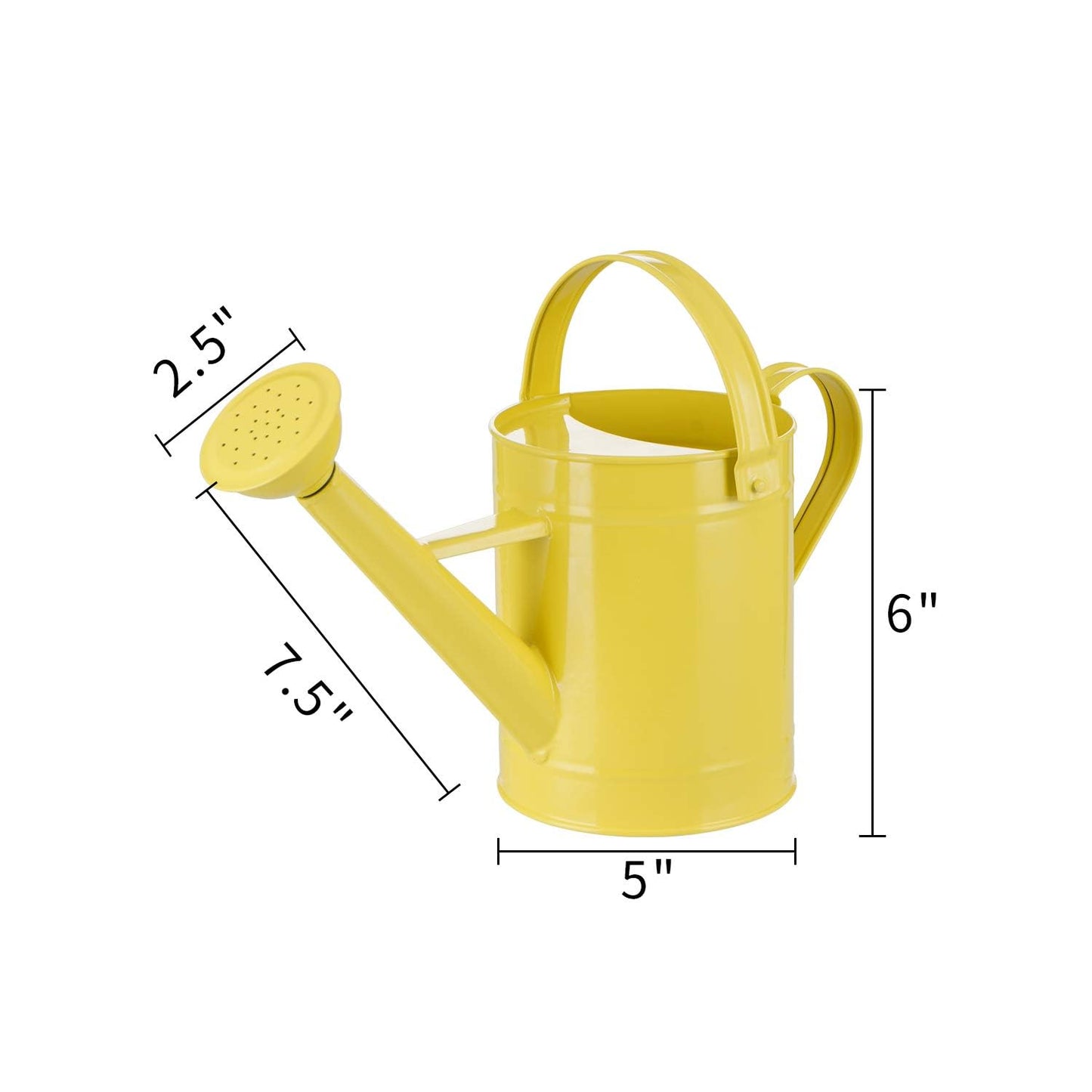 Topadorn Watering Can Metal Watering Pot with Handle and Rosehead Modern Style, 11.4”W x 4.72”D x 8.66”H, 55 Oz.,Yellow