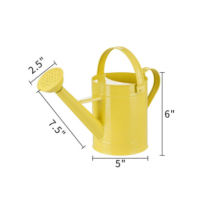 Topadorn Watering Can Metal Watering Pot with Handle and Rosehead Modern Style, 11.4”W x 4.72”D x 8.66”H, 55 Oz.,Yellow