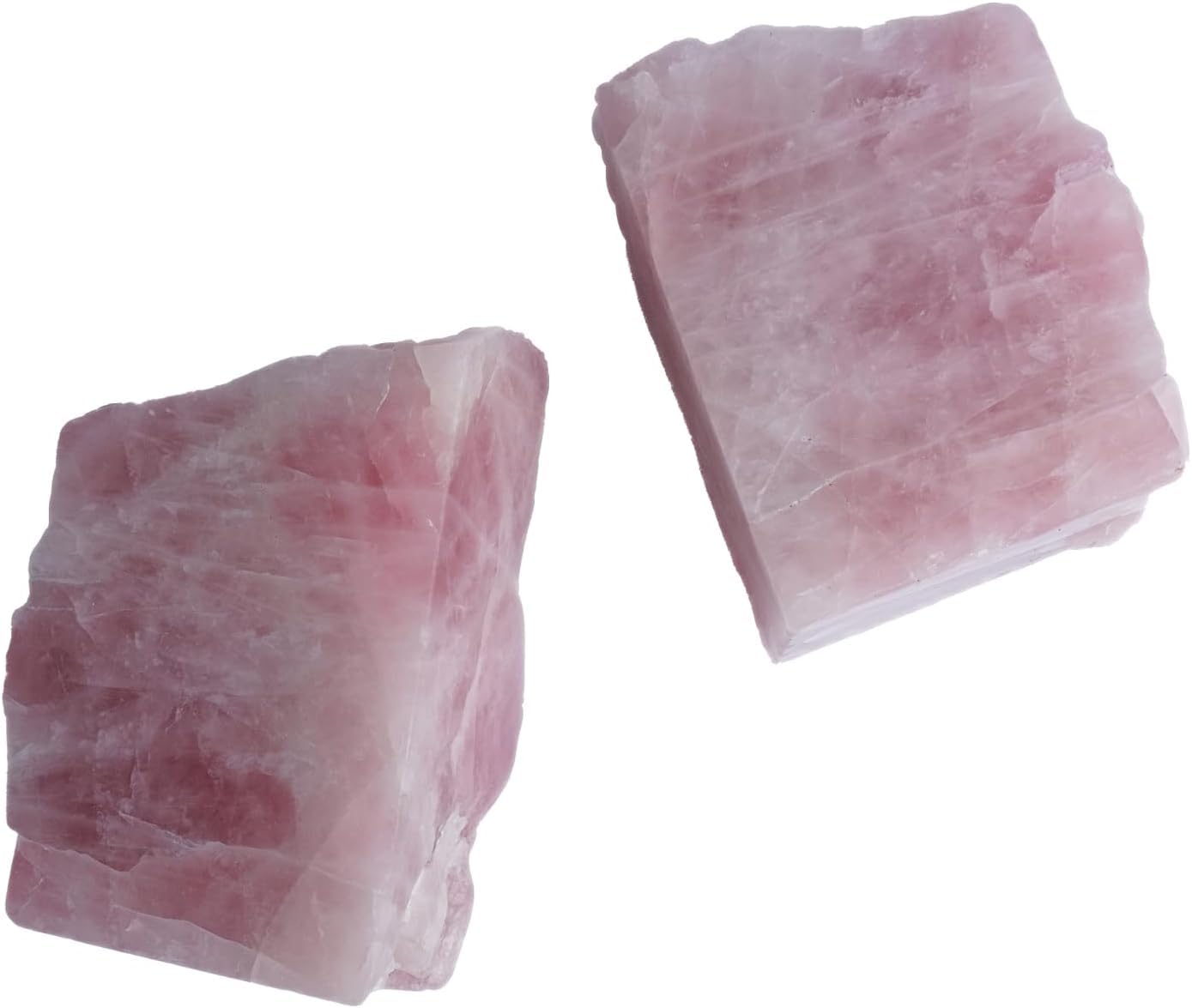 Sisamn Heavy Duty Rose Quartz Bookends - Decorative Stone Book Ends 3-4 Lbs, for Office Home Decor, Large Book Holder Gift (1 Pair, 4-6.5" Height with Non-Slip Bumpers)