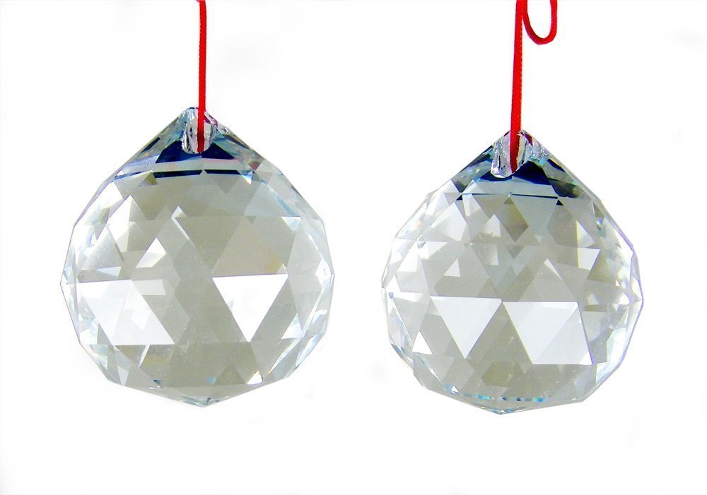 Amlong Crystal 40mm Clear Suncatcher Crystal Ball Prisms Feng Shui with Gift Box, Set of 2