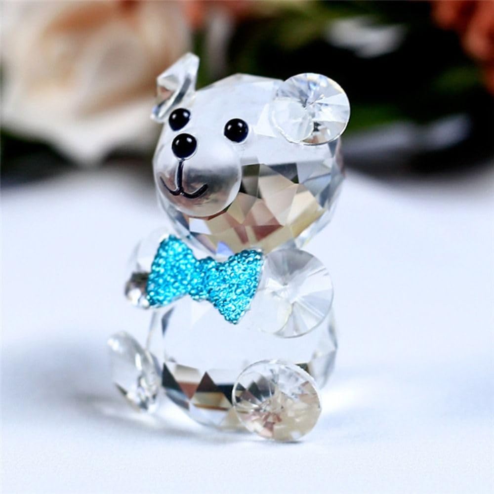 Gifthub Crystal Bear Statue, Red Love Transparent Glass Decoration