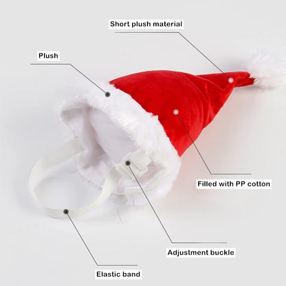 Adjustable 3D Christmas Santa Hat for Dogs Cats (Large)