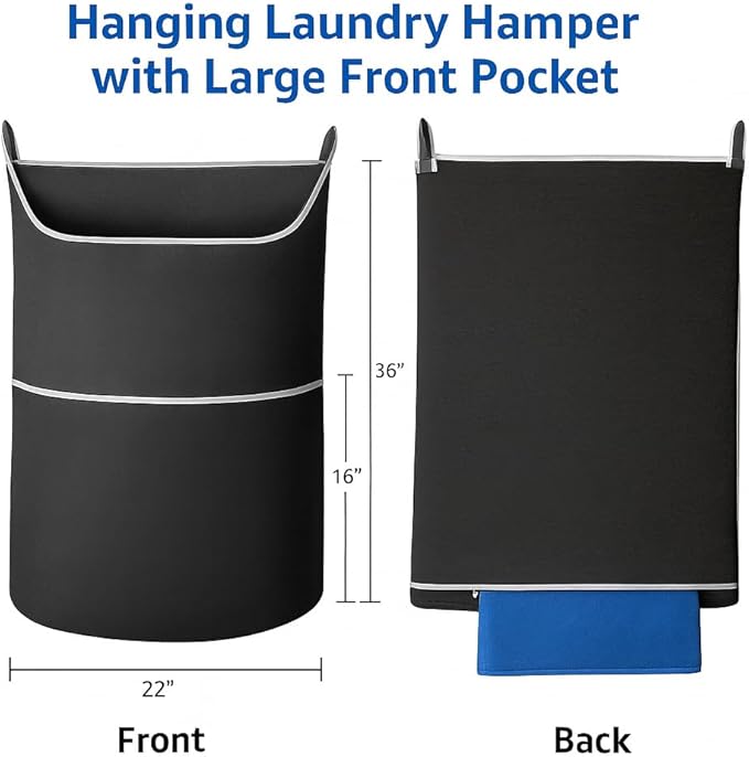 2-in-1 hanging laundry hamper Bag + Pop-up mesh laundry basket, XL Over the