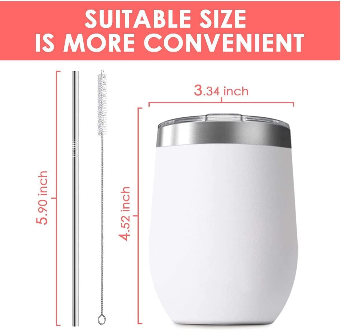 Deitybless 12oz Wine Tumbler with Lid With straw Stainless Steel Wine Tumbler Cups Double Wall Vacuum Insulated Travel Mugs Stemless Cup 25 Pack