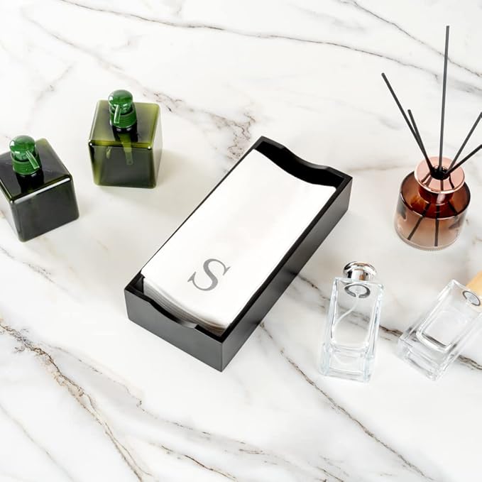 Luxenap 15.8 X 7.9 Inch Linen-Feel Guest Towels, 50 Lettered Hand Towels