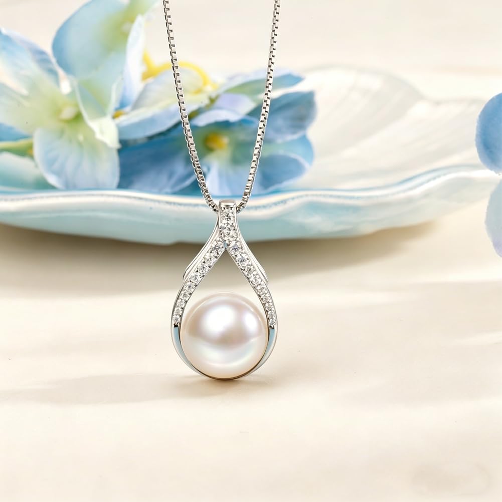NONNYL Gift for Women Wife- Mothers Day Gifts for Mom Her Couples Present Girlfriend, Gift for Wife Birthday Wedding Anniversary Jewelry Christmas Day Valentine's Gifts- Pearl Necklace