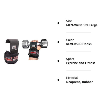 Weight Lifting Hooks Heavy Duty Lifting Wrist Straps Pull Ups Deadlift Straps Power Lifting Grips Padded Workout Straps for Weightlifting Gym Gloves for Men & Women Premium Workout Equipment