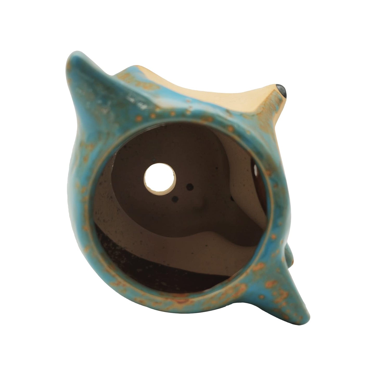 DIYOMR Animal Ceramic Planter Pot, 3.9" Fox Shaped Planters Ceramic Flowerpot Small Succulent Pots Cactus Pot for Home Decor Office Desktop Decoration - Plants Not Included (Blue)
