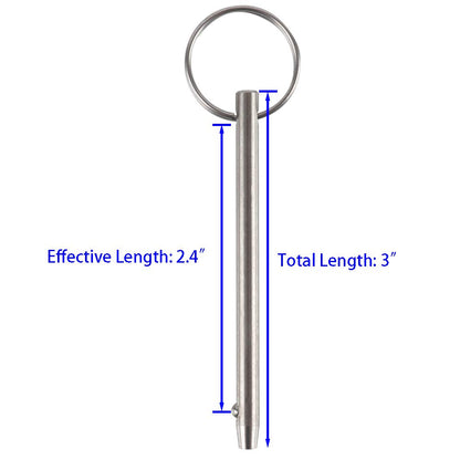 2 Pack Quick Release Pin, Diameter 0.197"(5mm), Overall Length 3"(76mm), Usable Length 2.4"(61mm), Full 316 Stainless Steel, Bimini Top Pin, Marine Hardware