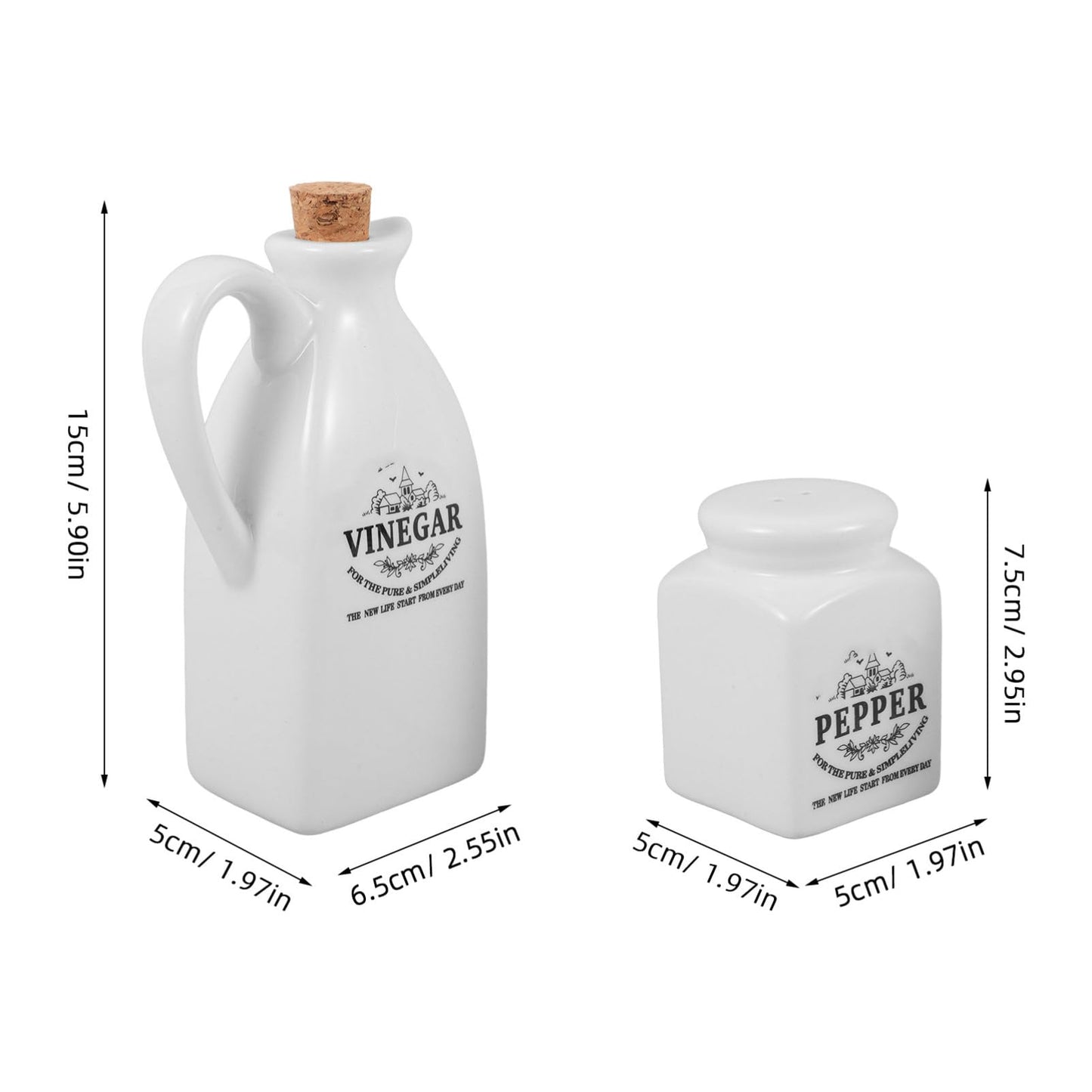 STOBAZA Japanese Style Oil and Vinegar Dispenser Set 4-Piece Seasoning Bottle Set for Soy Sauce Vinegar and Oil Ceramic Sauce Container with Cork Stopper for Kitchen Tabletop