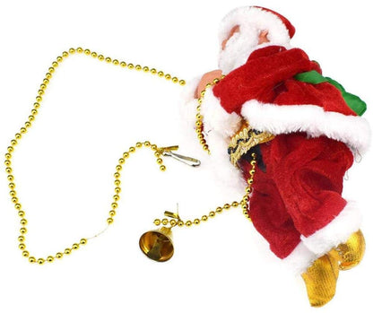 SKLOER Electric Animated Climbing Santa Claus 2022 Christmas Ornament On Rope Ladder, Indoor/Outdoor Hanging Christmas Tree Decoration