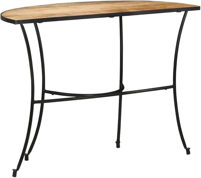 Solid Mango Wood Half Circle Side Table