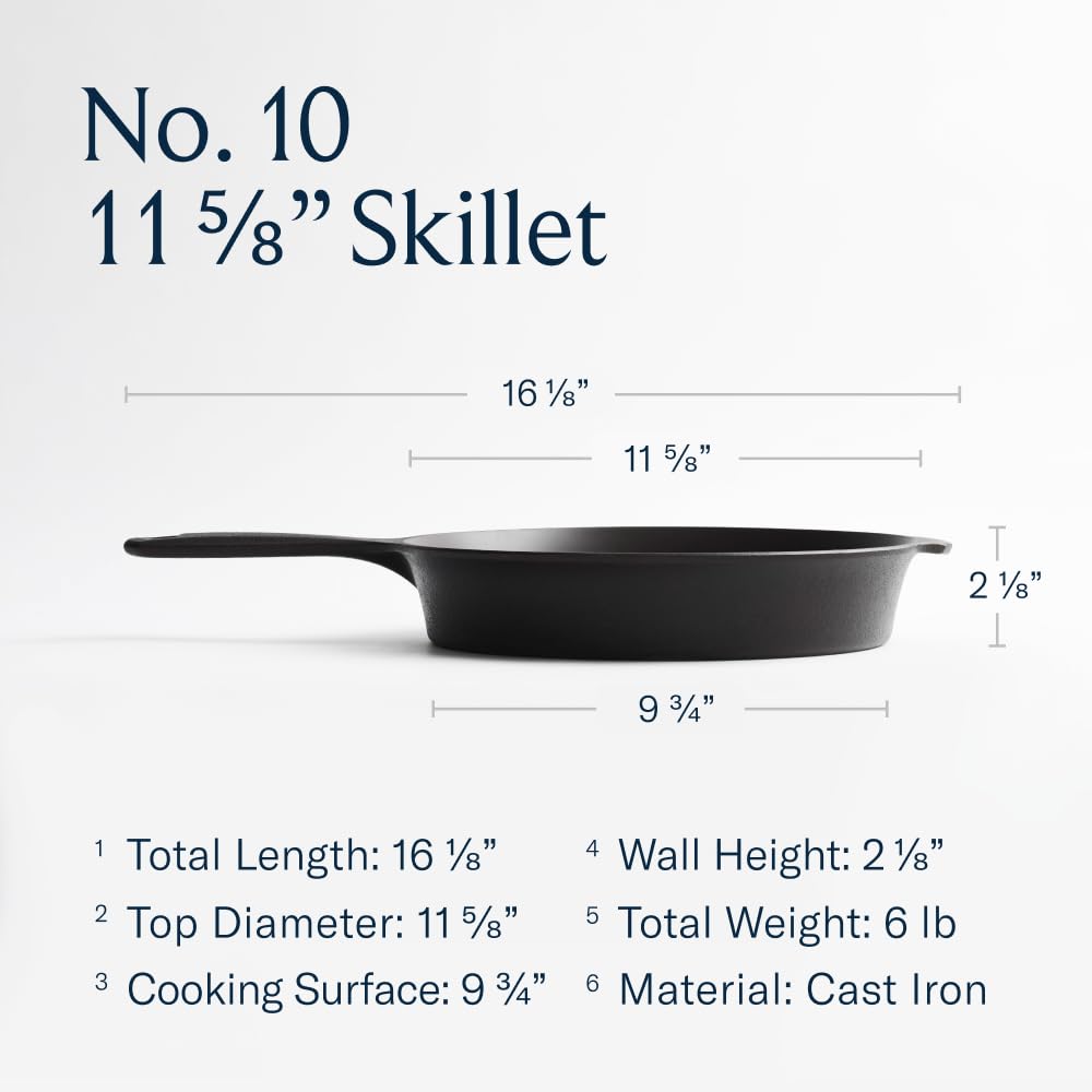 Field Company Large Cast Iron Skillet – 11.6-Inch Pre-Seasoned Pan for 4+ Servings, Lighter & Smooth, Made in USA