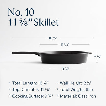 Field Company Large Cast Iron Skillet – 11.6-Inch Pre-Seasoned Pan for 4+ Servings, Lighter & Smooth, Made in USA