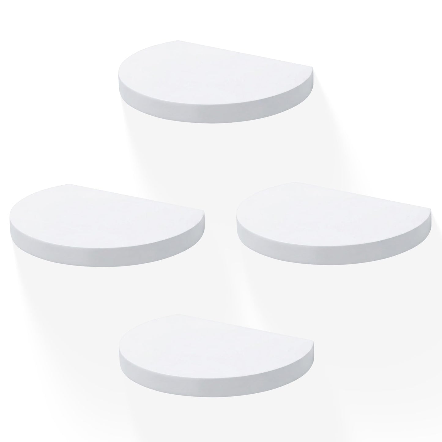 MITREL Small Wood Floating Shelves (4-Pack, 6-inch Diameter) - Round Sturdy Invisible Wall Mount Display for Small Plants,Toys,Bathroom,Living Room Storage & Modern Rustic Décor (White)