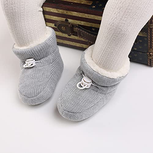 outfit spring Baby Winter Warm Fleece Bootie, Newborn Non-Slip Soft Sole Winter Shoes Sock Shoes Cute Adjustable Crawling Shoes Prewalker Boots for Girls Boys Toddler 0-18 Months Gray 6-12 Months