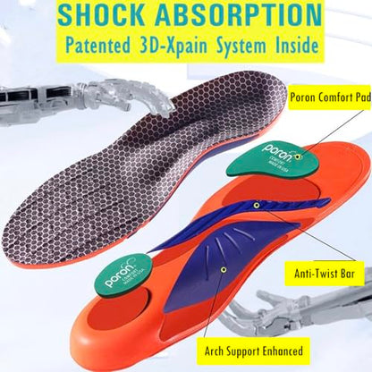 Goofort Arch Support Gel Insoles Women Men 7-Times-Shock-Protection 3D-Xpain™-Poron Plantar Fasciitis Orthotic Insoles Flat feet Insole Orthopedic Insoles Metatarsalgia Heel Pain Comfort Shoe Inserts