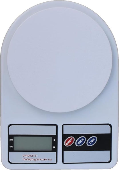 beatXP Kitchen Scale Multipurpose Portable Electronic Digital Weighing Scale | Weight Machine With Back light LCD Display | White |10 kg | 2 Year Warranty