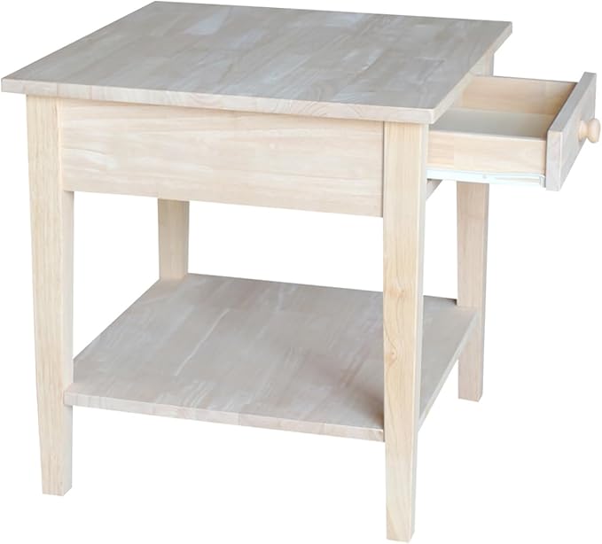 Solid Wood Spencer End Table, Unfinished