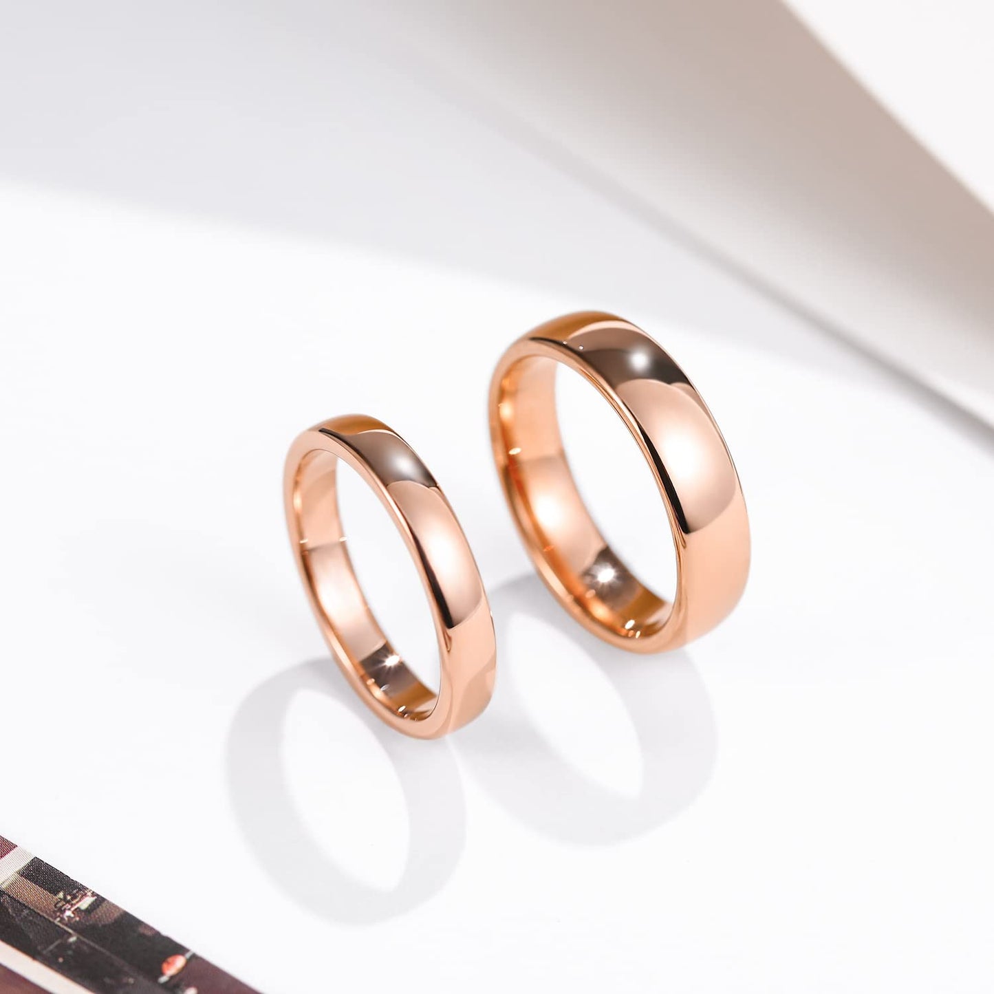Greenpod 6mm Tungsten Carbide Rings for Men Women Dome High Polish Rose Gold Plated Wedding Band Size 6