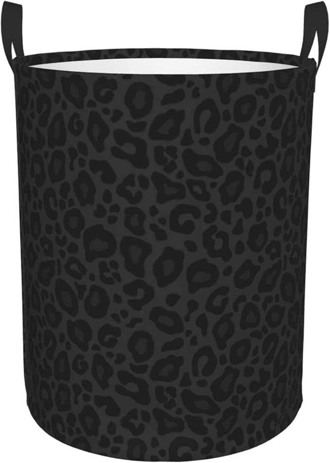 Black Leopard Print Laundry Hamper Bag
