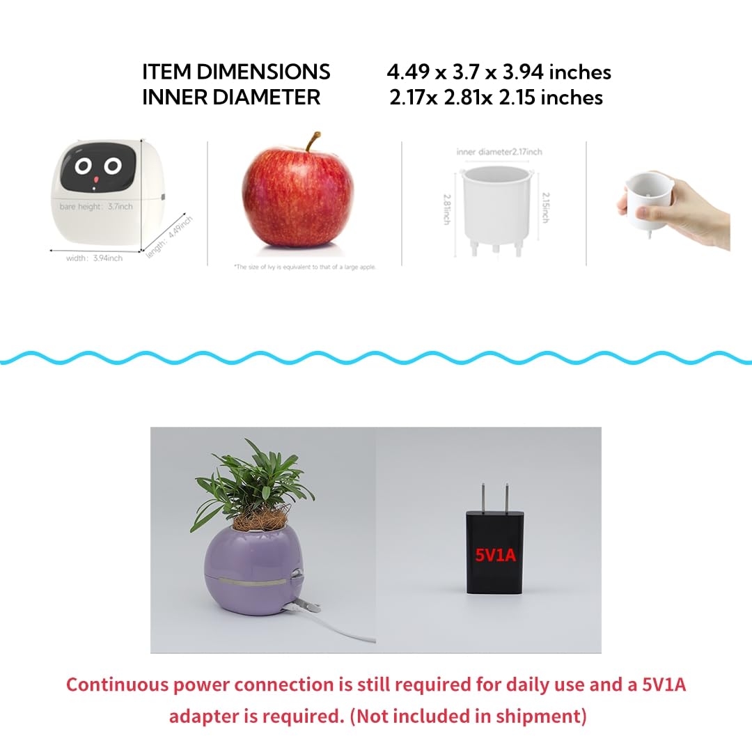 Odpaltoy Smart Plant Pot with Expression, AI Intelligent Flower Pot for Indoor Decoration, Smart Garden Pot with Water/Light/Temperature Sensors, Ivy AI Planter (Purple)