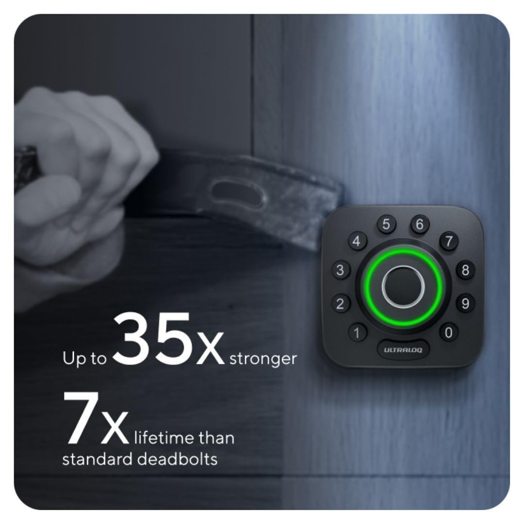 ULTRALOQ U-Bolt Pro Smart Lock with Door Sensor, 6-in-1 Keyless Entry Door Lock with Built-in WiFi, Fingerprint ID, Smartphone, Auto Unlock, WiFi Deadbolt, ANSI Grade 1 Certified