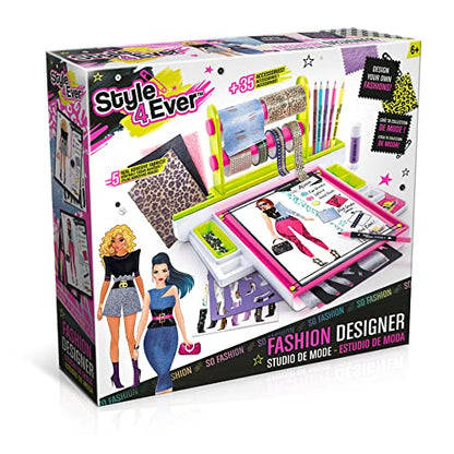 Style 4 Ever OFG 232 Fashion Designer Studio, Real Adhesive Fabrics, Design From Scratch, Stickers, Gems, Pencils, Gluestick + So Much, Multicoloured, Studio-OFG232