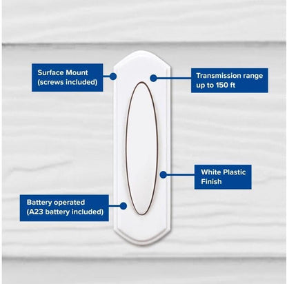 Heath Zenith SL-7797-02 Traditional Décor Series Wireless Door Chime Push Button, Off-White