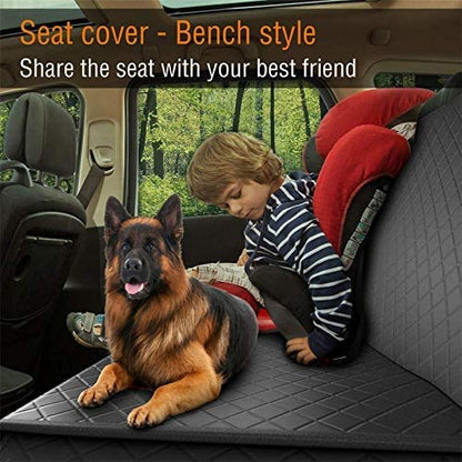 GoBuyer Dog Car Seat Cover Protector Liner for Car Boot and Back/Rear Seat Accessories - Isofix Compatible, Universal & Non-slip and Velcro Openings for Seat Belt
