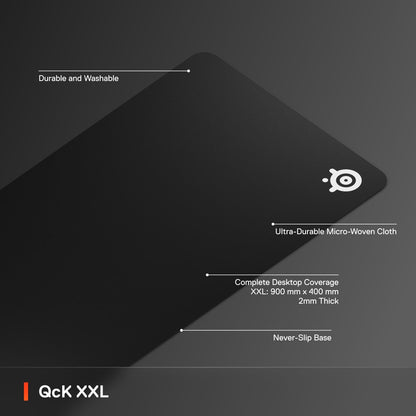 SteelSeries QcK XXL Gaming Mouse Pad – XXL Fabric – Perfect Movement Tracking and Stability – Esports Pad – Non-Slip – Full Desk Surface Use