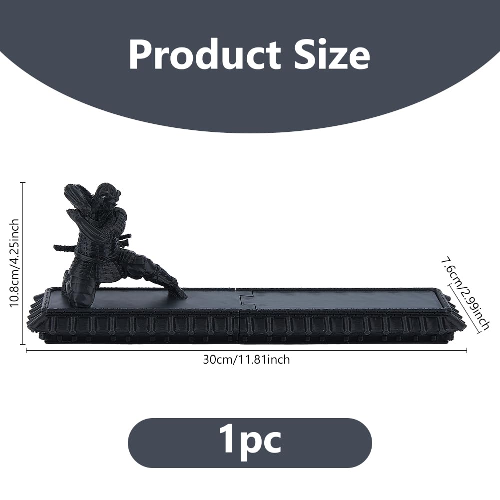 DICOSMETIC Incense Holder Samurai Incense Burner Black Incenses Holder with Storage Box Ash Catcher Warrior Incenses Burner for Aromatherapy Meditation Yoga Room Decor
