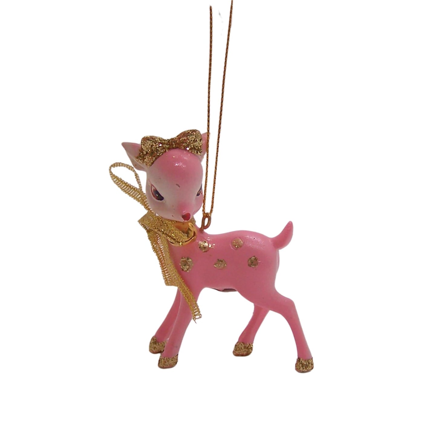 Pink Retro Reindeer Christmas Ornaments, Small Hanging Festive Ornaments, Unique Holiday Reindeer Decor, Set of 3