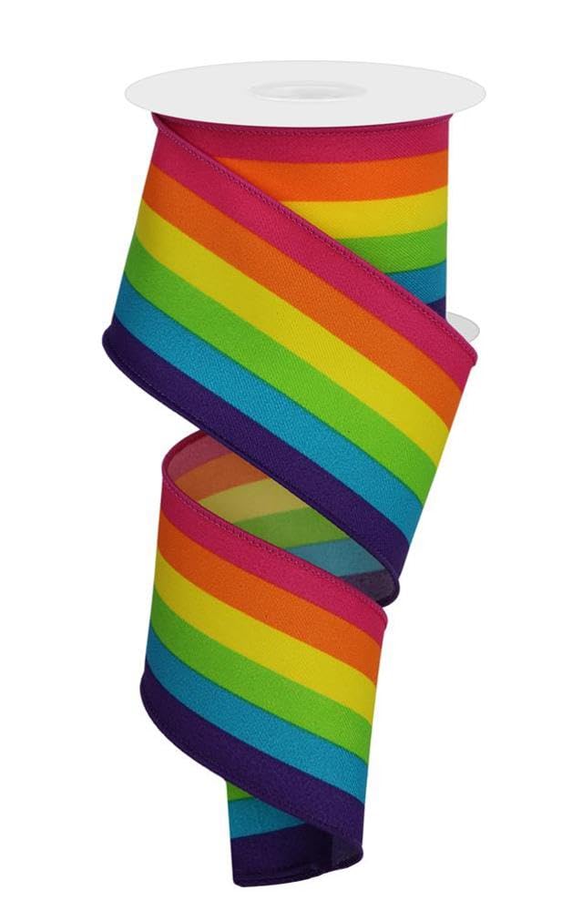 Wired Rainbow Ribbon for Crafts – 2 1/2” x 10 Yards, Gift Basket, Pride, LGBTQ Support, Gay Pride, DIY, Spring, Summer, Red, Orange, Yellow, Green, Blue, Purple, Christmas, Easter