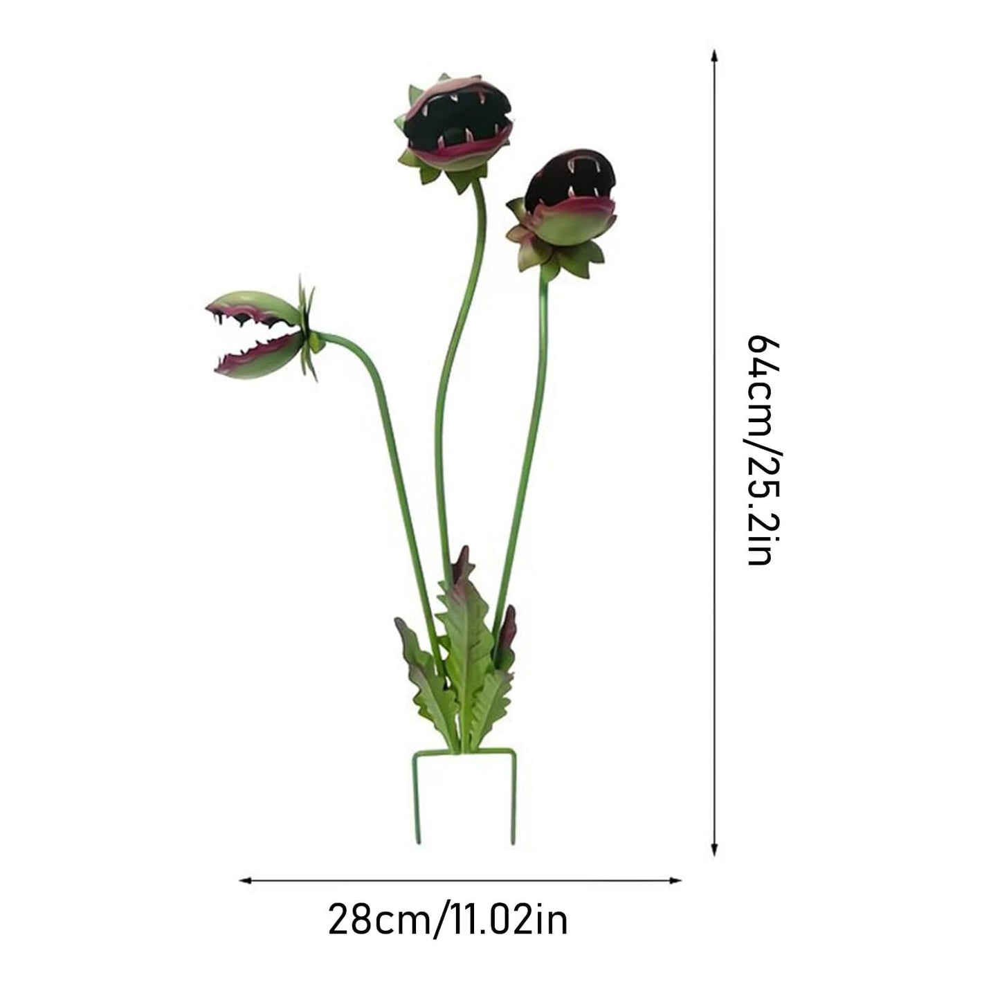 JENPECH 2026 Whimsical Metal Carnivorous Plant Garden Stake, 25-Inch Large Carnivorous Plant Garden Stake, Venus Flytrap Monster Plant Sculpture for Flower Beds, Patios & Planters (1pc)