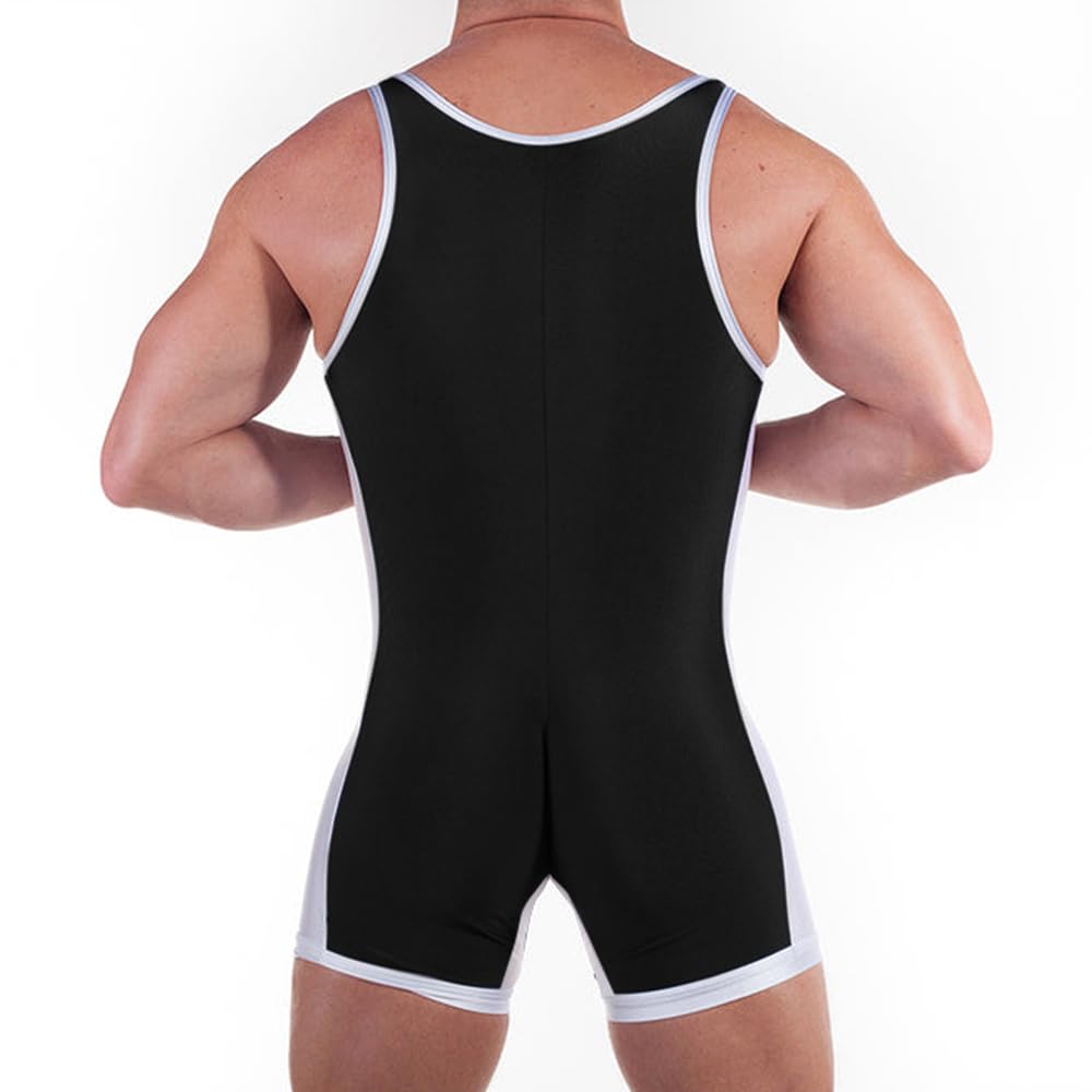 DLSMDOUS Men's Wrestling Singlets Sleeveless Athletic Supporters Wrestling Uniform Sports Bodysuit Jumpsuits for Fun 4309 Black S